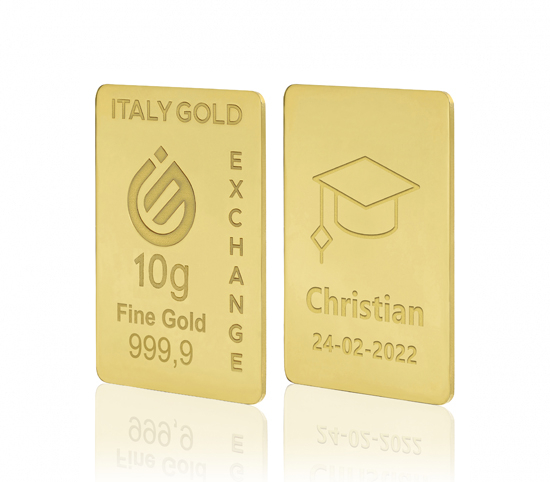 Lingotto Oro 24Kt da 10 gr. per Laurea  IGE GOLD